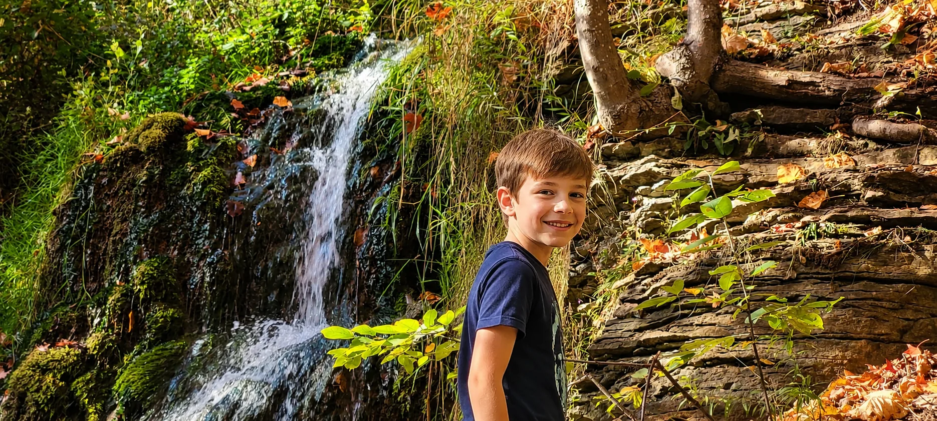 A waterfall along the Cascade trail up Blue Mountain